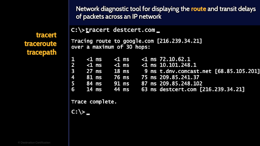 Image of traceroute - Destination Certification